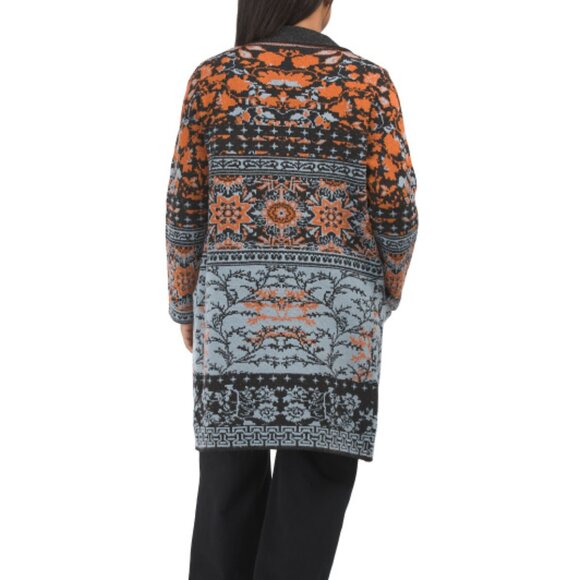 NEW BADGLEY MISCHKA Long Floral Coatigan Orange/blue 462mn - Picture 2 of 2